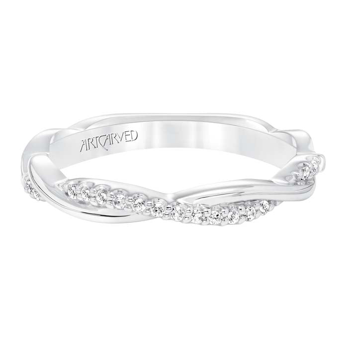 Artcarved .11CTW  Contemporary Twist Diamond Wedding Band in 14K White Gold