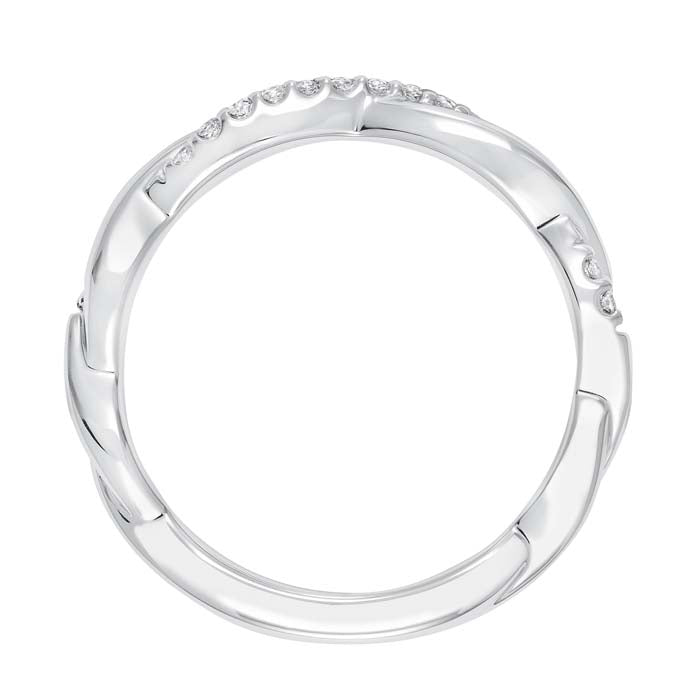 Artcarved .11CTW  Contemporary Twist Diamond Wedding Band in 14K White Gold