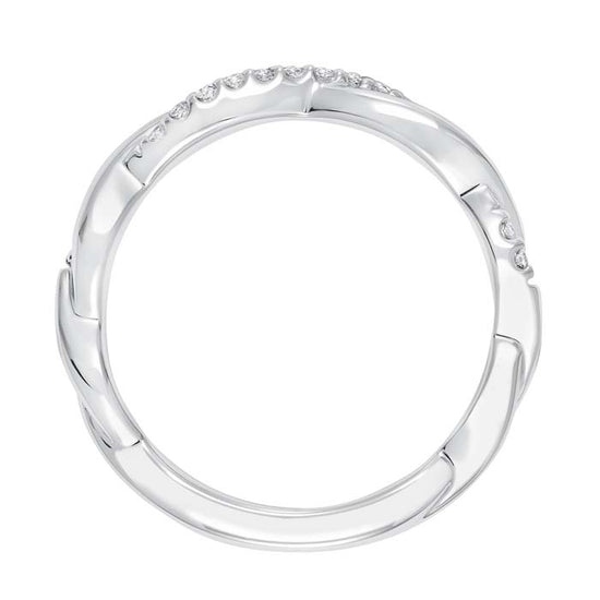 Artcarved .11CTW  Contemporary Twist Diamond Wedding Band in 14K White Gold