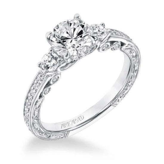 ArtCarved "Rowan" Diamond Engagement Ring Semi-Mounting in 14K White Gold