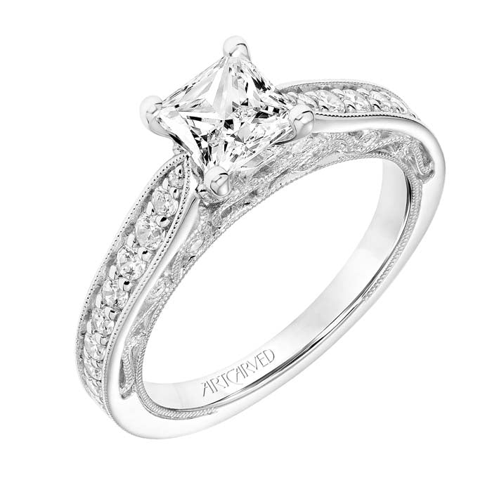 ArtCarved "Blanch" Diamond Engagement Ring Semi-Mounting in 14K White Gold