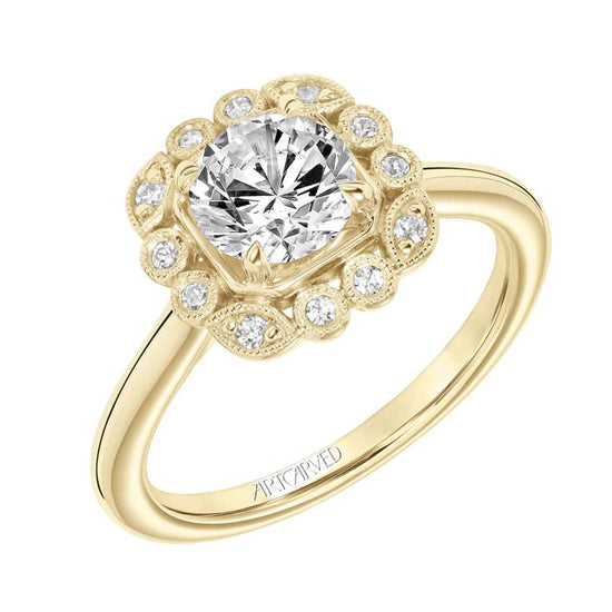 Artcarved "Mabel" .12TW Engagement Ring Semi-Mounting in 14K Yellow Gold