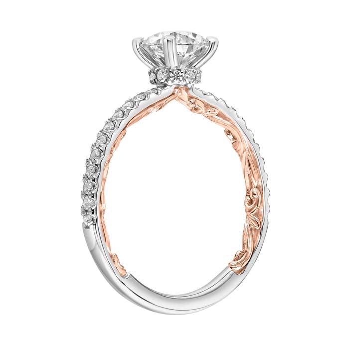 ArtCarved "Cora" Engagement Ring Semi-Mounting in 14K White and Rose Gold