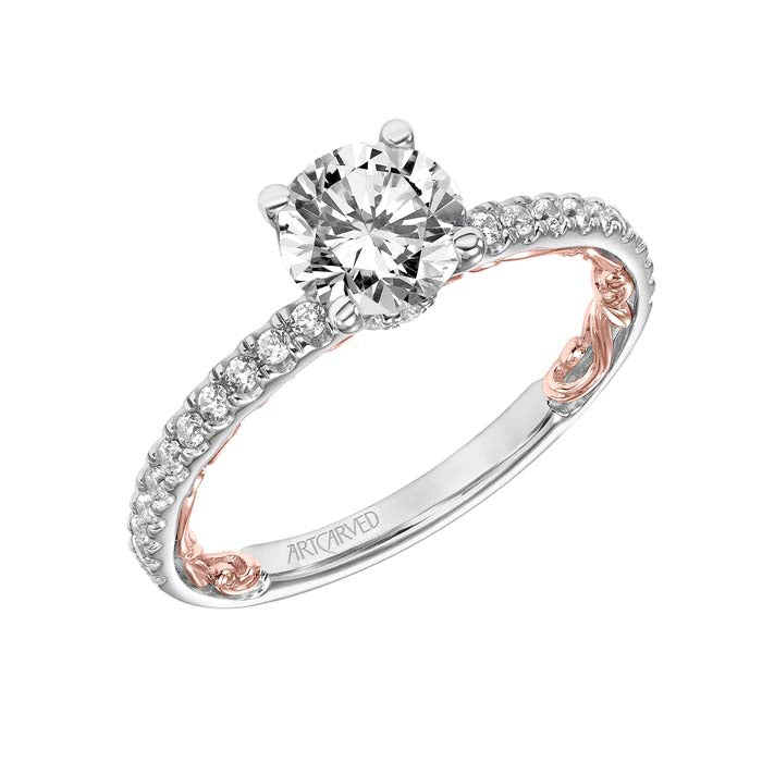 ArtCarved "Cora" Engagement Ring Semi-Mounting in 14K White and Rose Gold