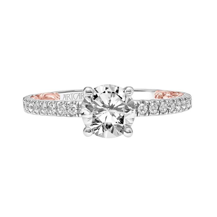 ArtCarved "Cora" Engagement Ring Semi-Mounting in 14K White and Rose Gold