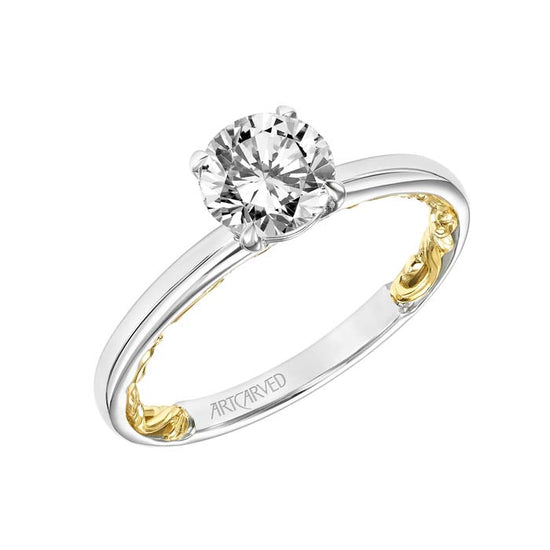 Artcarved "Beryl" Lyric Collection Engagement Ring Semi-Mounting in 14K White and Yellow Gold
