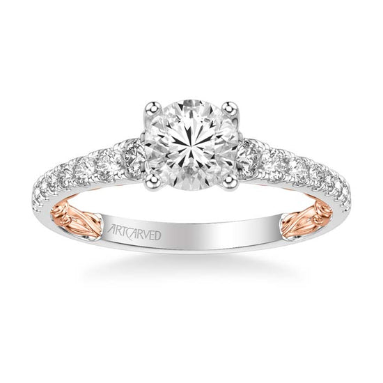 ArtCarved "Harley" Lyric Collection Engagement Ring Semi-Mounting 14K White and Rose Gold