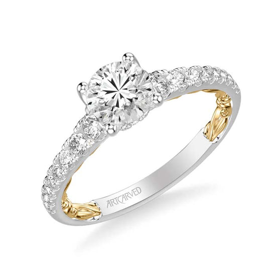 ArtCarved "Harley" Diamond Engagement Ring Semi-Mounting 14K White and Yellow Gold