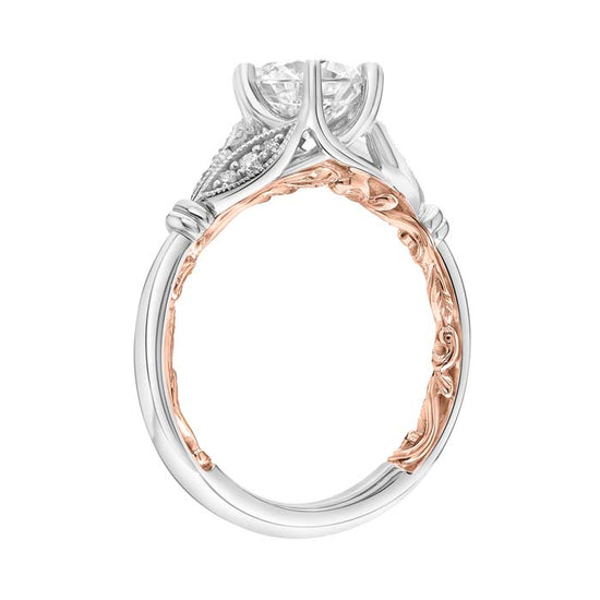 ArtCarved "Credence" Engagement Ring Semi-Mounting in 14K White Gold and Rose Gold