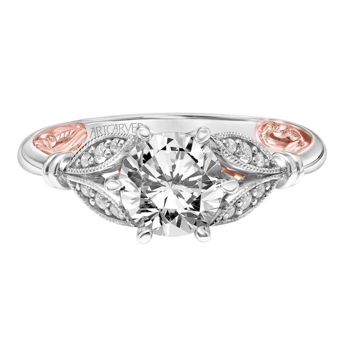 ArtCarved "Credence" Engagement Ring Semi-Mounting in 14K White Gold and Rose Gold