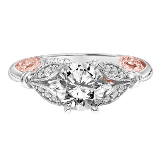 ArtCarved "Credence" Engagement Ring Semi-Mounting in 14K White Gold and Rose Gold