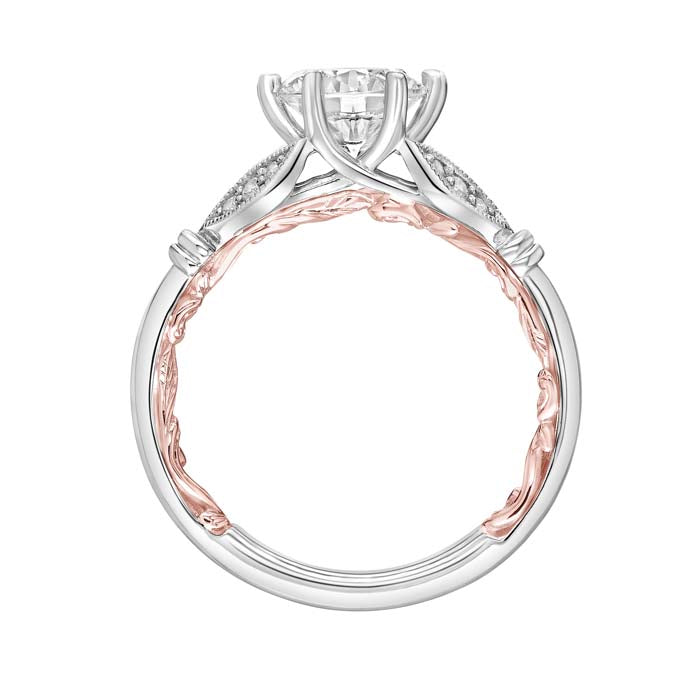 ArtCarved "Credence" Engagement Ring Semi-Mounting in 14K White Gold and Rose Gold