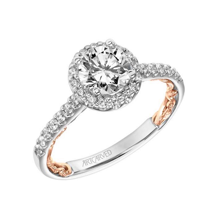 ArtCarved "Theda" Engagement Ring Semi-Mounting in 14K White Gold and Rose Gold