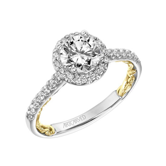 ArtCarved "Theda" Diamond Engagement Ring Semi-Mounting in 14K White and Yellow Gold