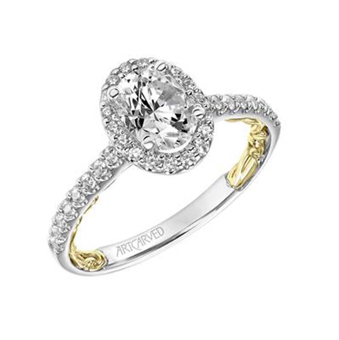 Artcarved "Falyn" Engagement Ring Semi-Mounting in 14K White and Yellow Gold