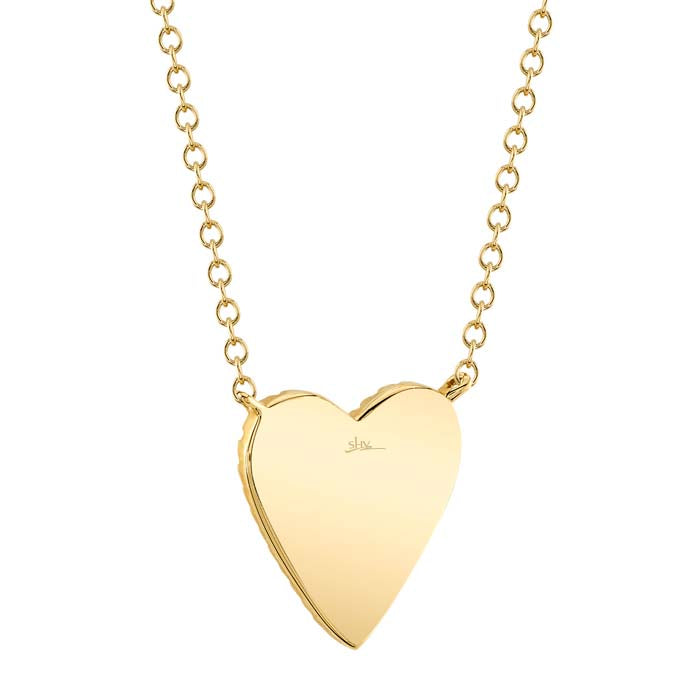 Shy Creation Diamond Heart Pendant Necklace in 14K Yellow Gold