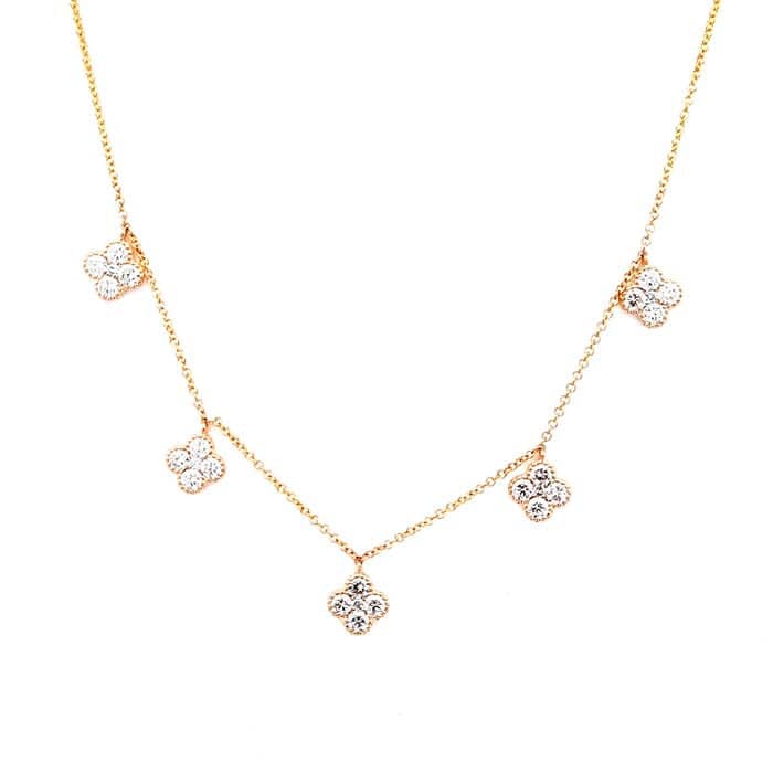 Mountz Collection 1.50CTW Clover Cluster Drop Necklace in 14K Yellow Gold