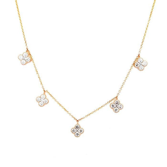 Mountz Collection 1.50CTW Clover Cluster Drop Necklace in 14K Yellow Gold
