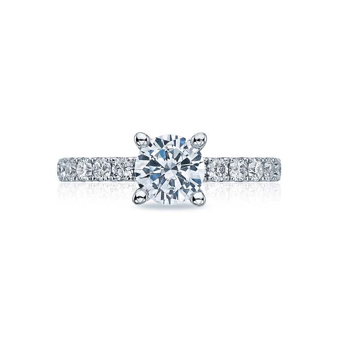 Tacori Clean Crescent Engagement Ring Semi Mount in 18K White Gold with Diamonds