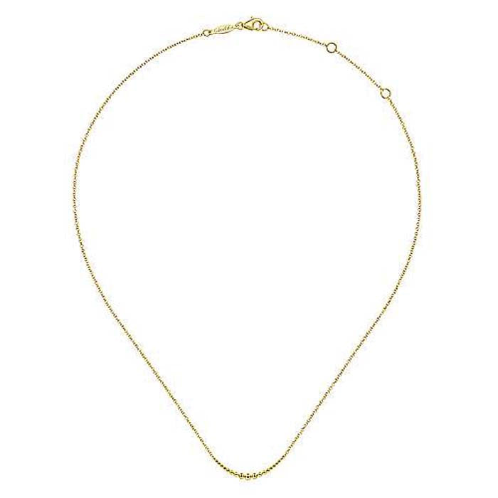 Gabriel & Co. 17" Graduating "Bujukan" Bead Curved Bar Necklace in 14K Yellow Gold