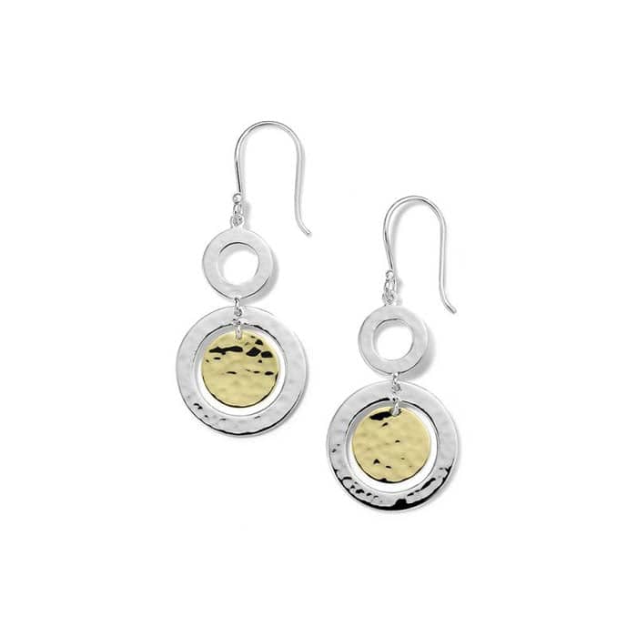 Ippolita Hammered Small Snowman Earrings in "Chimera" Sterling Silver and 18K Yellow Gold