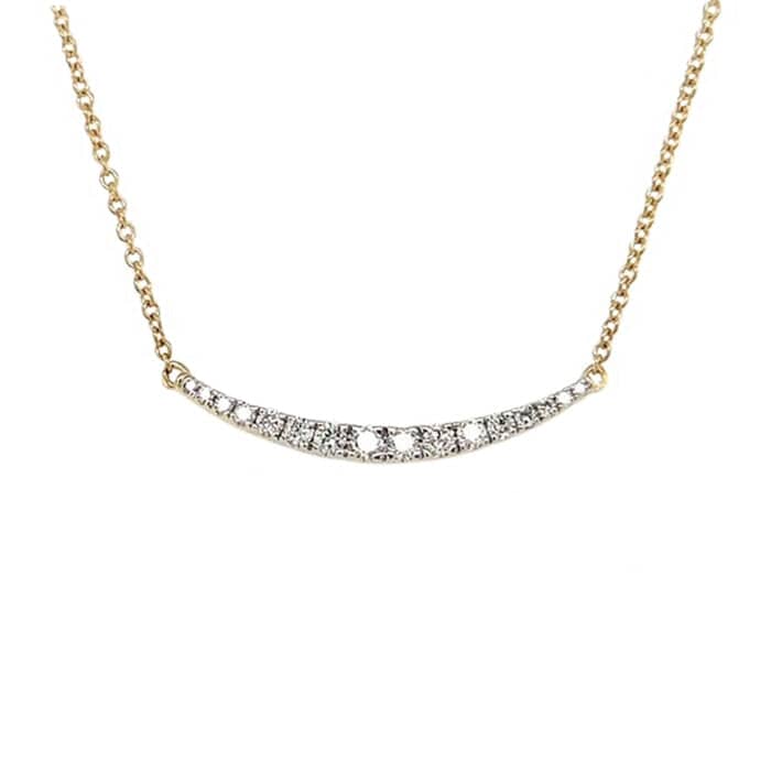 Mountz Collection Diamond Curved Bar Pendant Necklace in 14K Yellow Gold