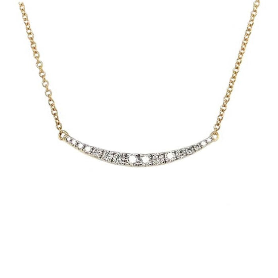 Mountz Collection Diamond Curved Bar Pendant Necklace in 14K Yellow Gold