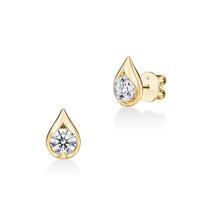 Hearts On Fire .60CTW LU Droplet Studs in 18K Yellow Gold