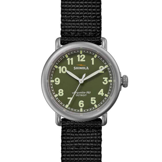 SHINOLA 41mm "The Runwell"  Field Watch with Green Dial in Stainless Steel