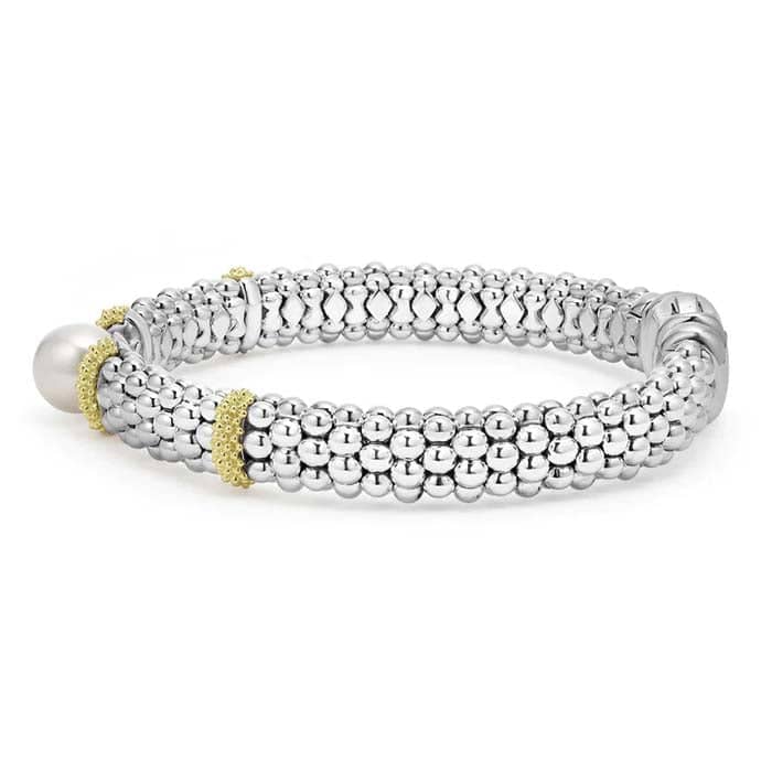 LAGOS Two-Tone Pearl Caviar Bracelet in Sterling Silver and 18K Yellow Gold