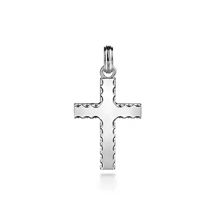 Gabriel & Co. Cross Pendant with Beveled Edges in Sterling Silver