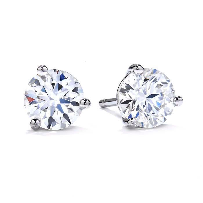 Mountz Collection 1.39CTW Diamond Studs in 3-Prong Martini Mounting in 14K White Gold