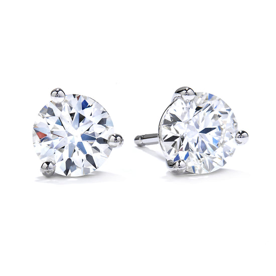 Mountz Collection 1/4CTW Round Diamond 3-Prong Stud Earrings in 14K White Gold