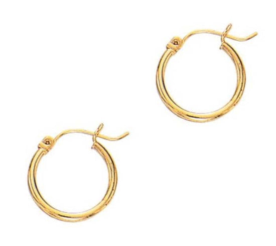 Mountz Collection 15MM Round Tube Hoop Earrings in 14K Yellow Gold