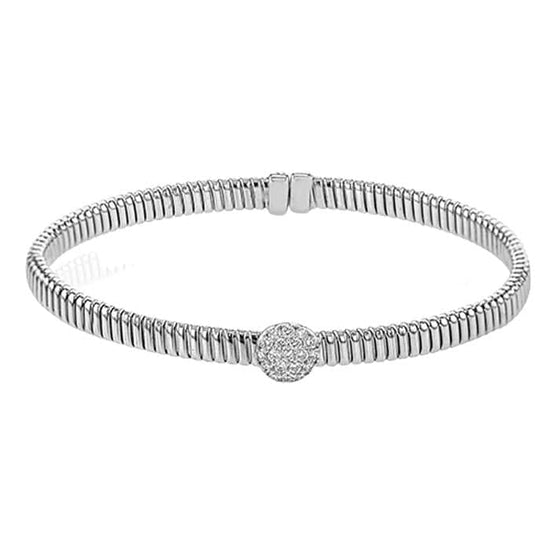 Simon G. Flexible Cuff Bracelet with Diamond Accent in 18K White Gold