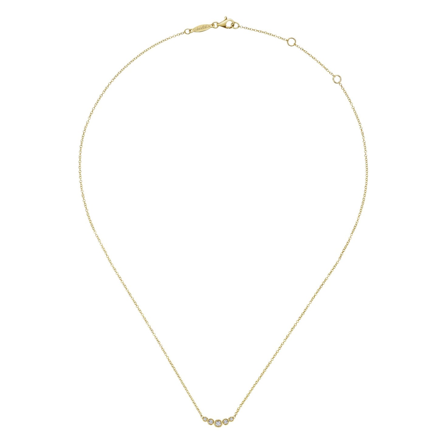 Gabriel & Co. Curved Diamond Bar Necklace in 14K Yellow Gold