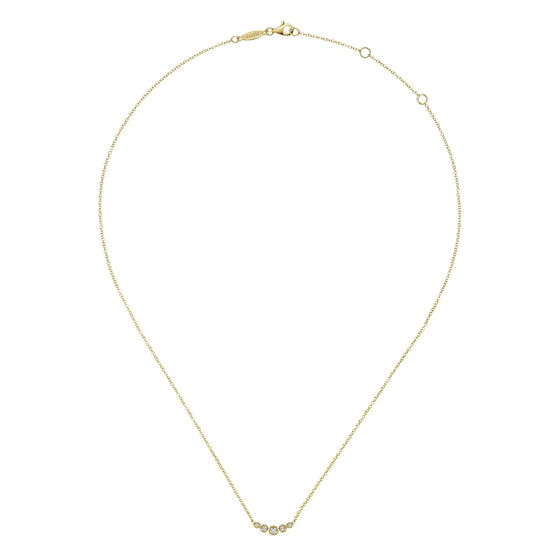 Gabriel & Co. Curved Diamond Bar Necklace in 14K Yellow Gold