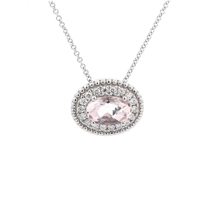 Charles Krypell Pastel Collection Pendant with Morganite and Diamonds in 18K White Gold