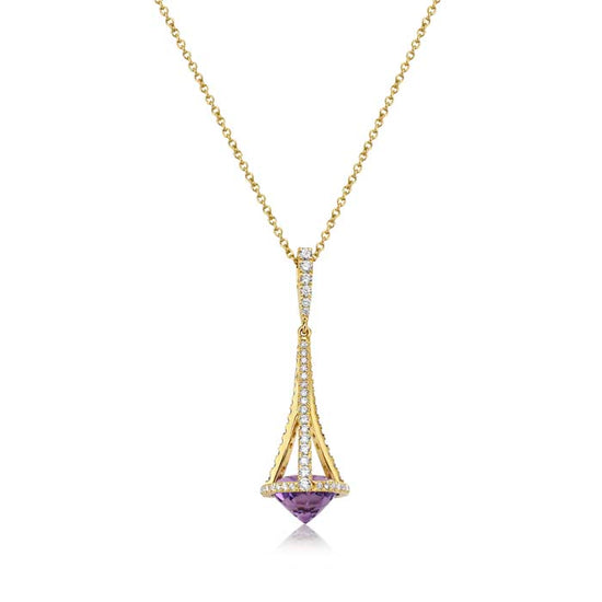 Charles Krypell Pastel Collection Chandelier Pendant with Amethyst and Diamonds in 18K Yellow Gold