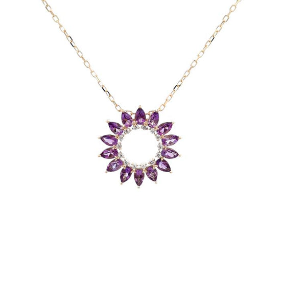 Charles Krypell Sanibel Collection Pendant with Amethyst and Diamonds in 18K Yellow Gold