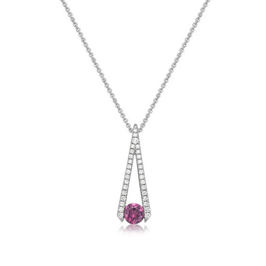 Charles Krypell Rhodolite Garnet and Diamond Pendant in 18K White Gold