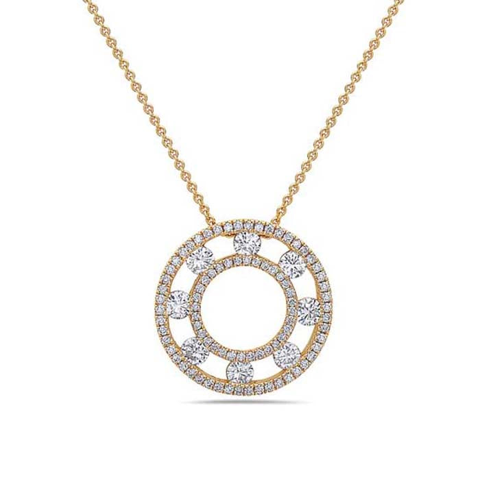 Charles Krypell Diamond Air Circle Pendant in 18K Yellow Gold