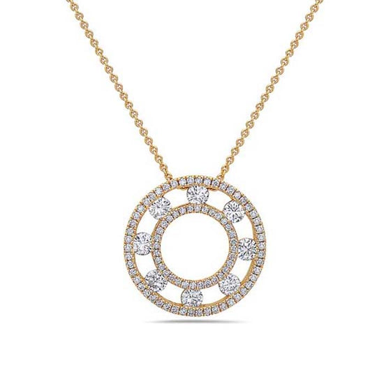 Charles Krypell Diamond Air Circle Pendant in 18K Yellow Gold