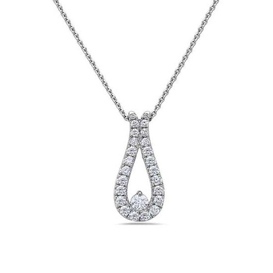 Charles Krypell Diamond Teardrop Pendant in 18K White Gold