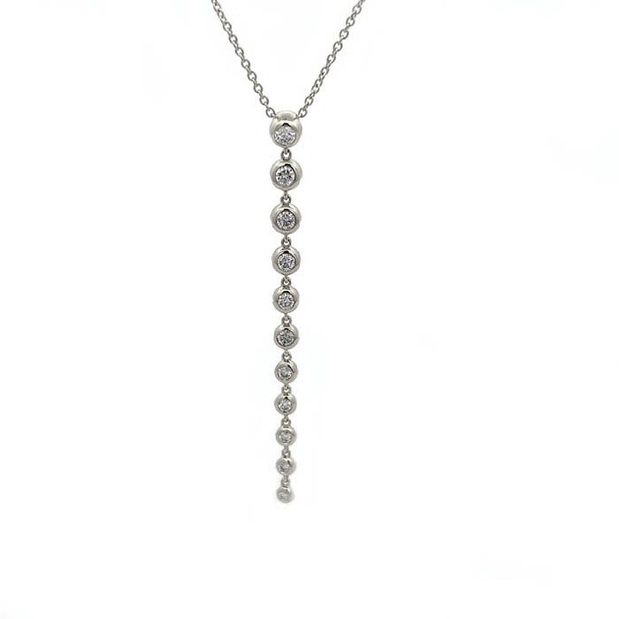 Charles Krypell Diamond Bezel Drop Pendant in 18K White Gold