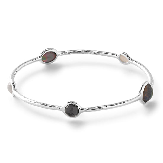 Ippolita Rock Candy Black Tie 5-Stone Bangle Bracelet in Sterling Silver