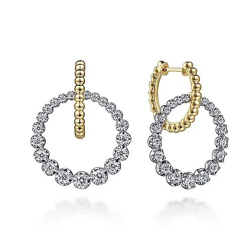 Gabriel & Co. Bujukan Diamond Circle Huggie Earrings in 14K Yellow and White Gold