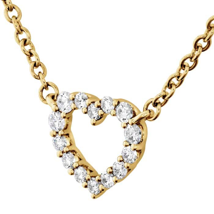 Hearts On Fire .09-.13CTW Small Signature Heart Pendant in 18K Yellow Gold