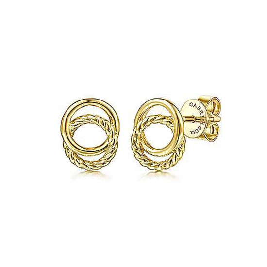 Gabriel & Co. Twisted Rope Double Circle Stud Earrings in 14K Yellow Gold