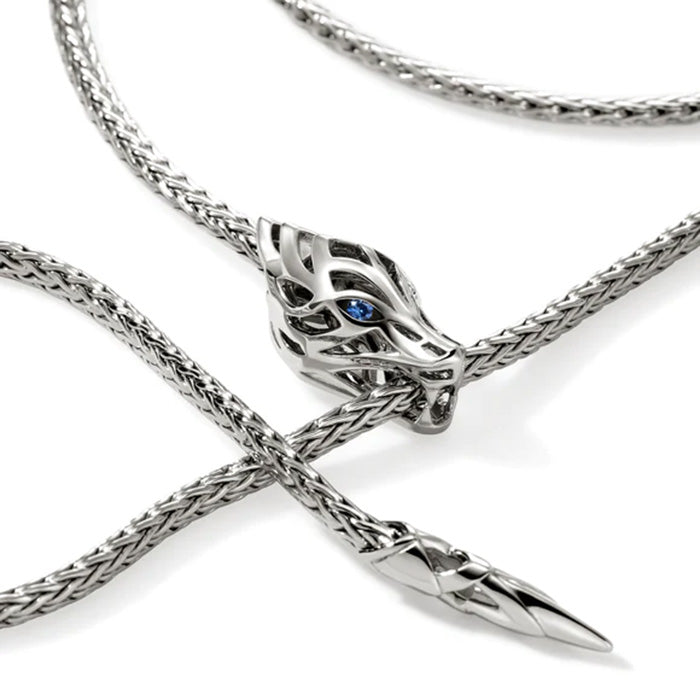 John Hardy Naga Adjustable Lariat Necklace with Sapphires in Sterling Silver